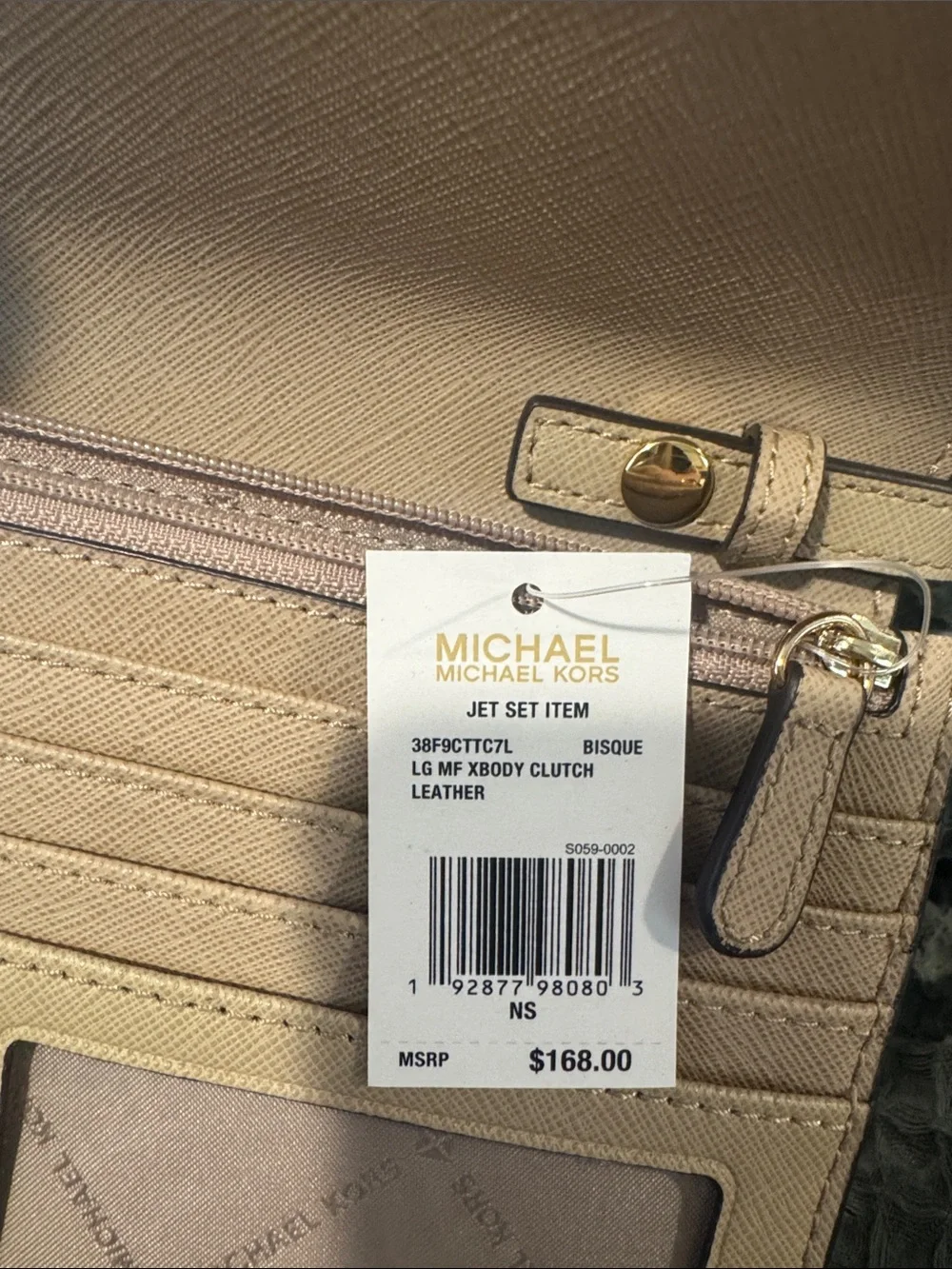 Michael Kors Beige/Tan Crossbody with Gold Logo-BRAND NEW WITH TAGS!